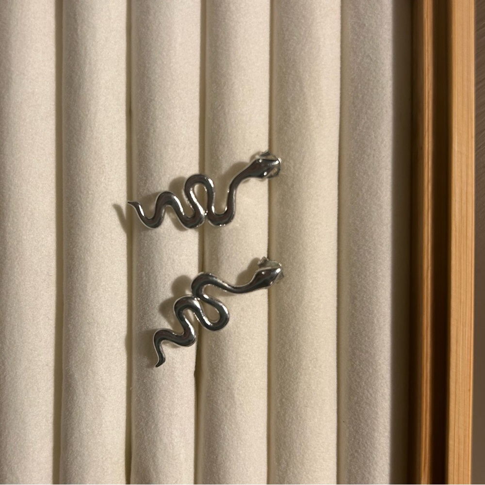 Silver Snake Earrings